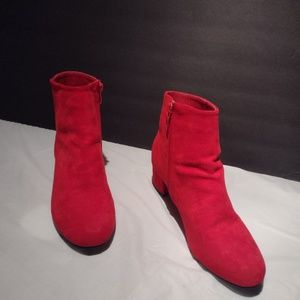 RED SUEDE ANKLE BOOTS